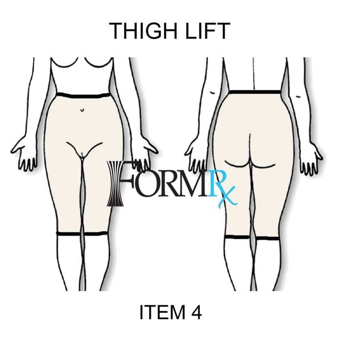 Line drawing showing thigh lift compression coverage, item 4